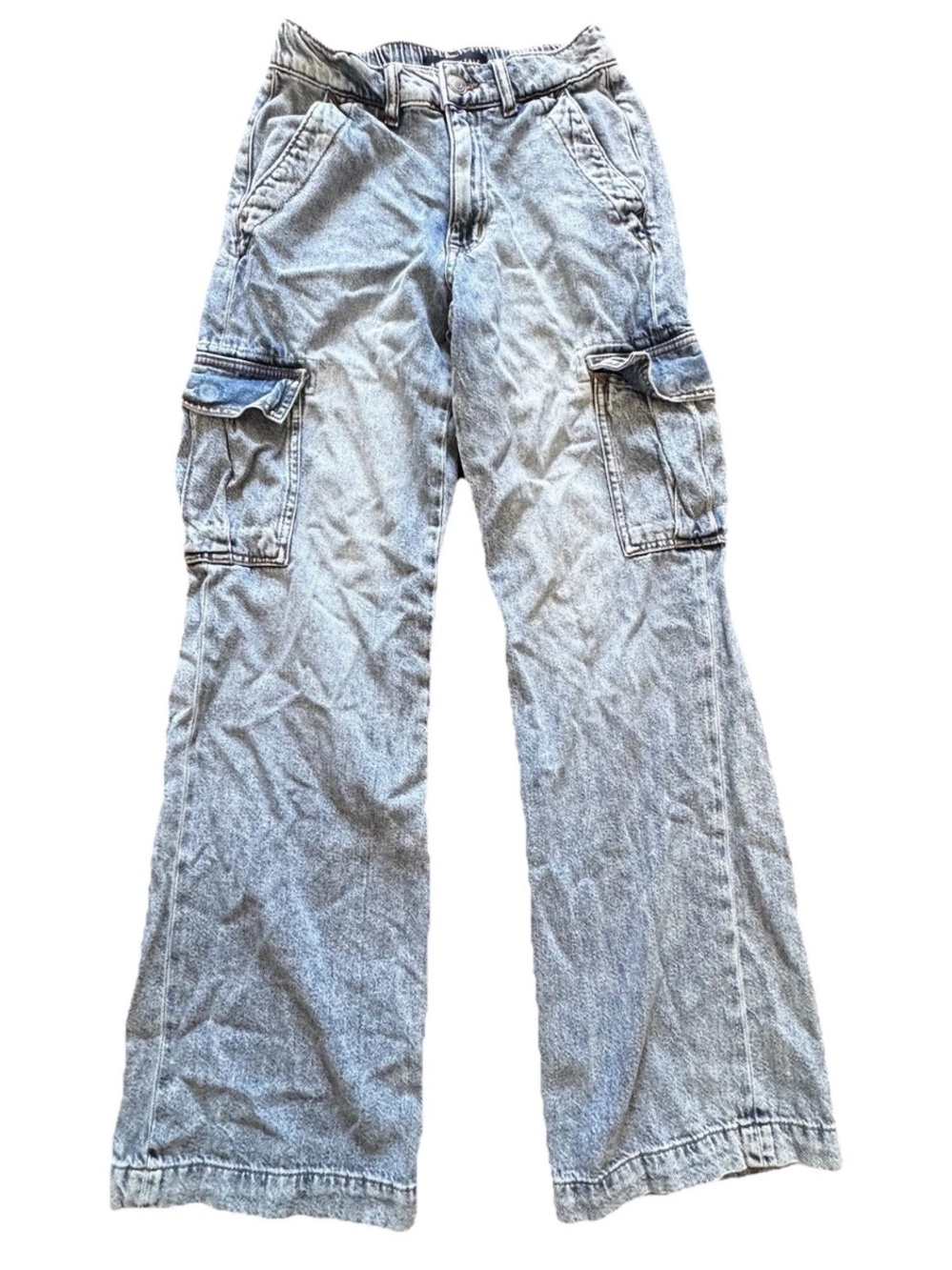 Aeropostale High Rise Wide Leg Cargo Jeans XS Y2K Baggy Skater Grunge